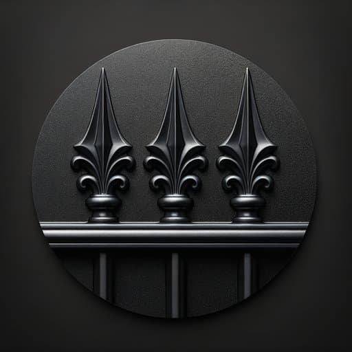 Black Aluminum material swatch — Matte black powder-coat, ornamental spear-point