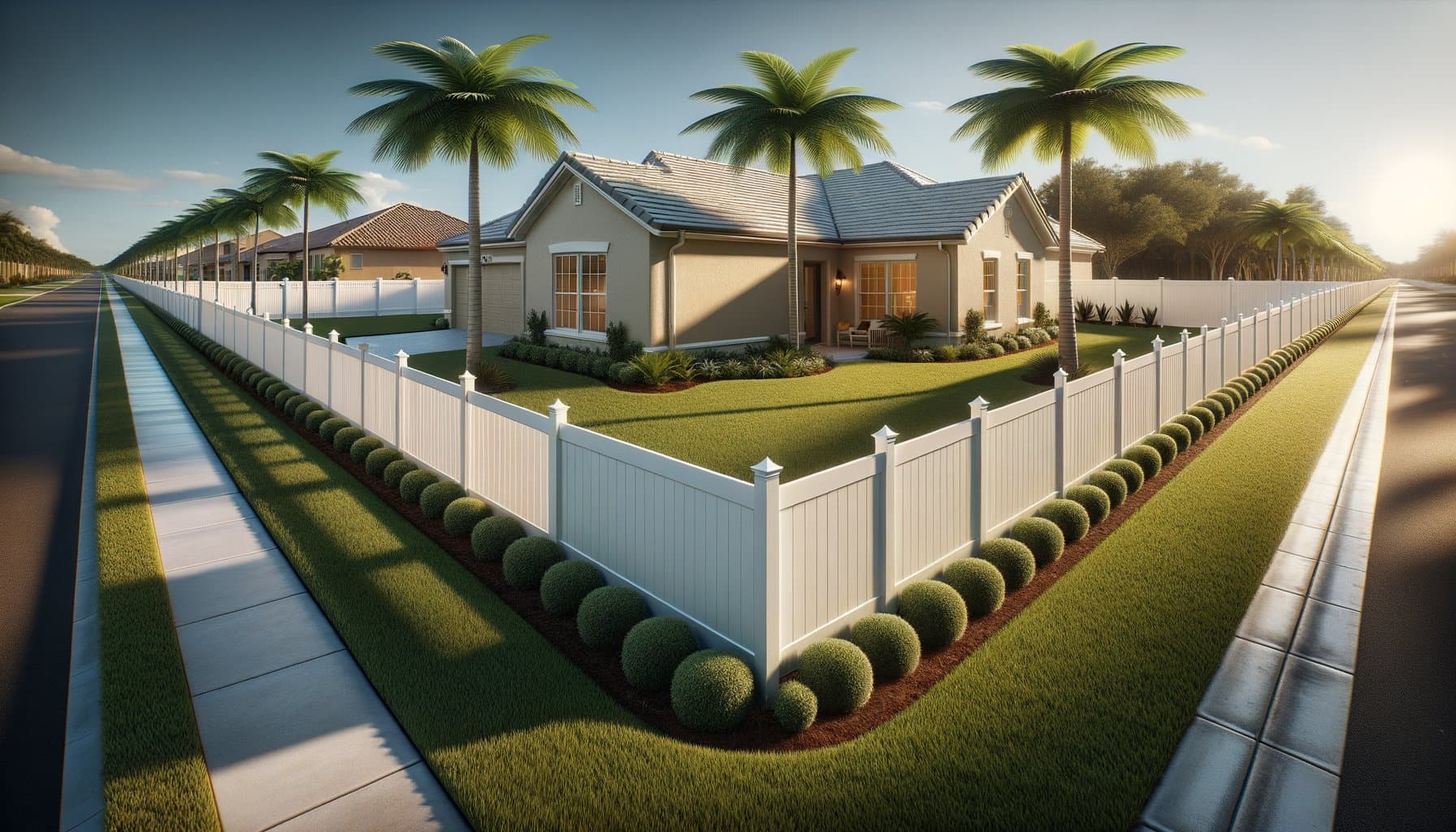 Florida yard with simple vinyl privacy fence — Online Plan scope